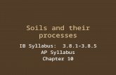 Soils and their processes IB Syllabus: 3.8.1-3.8.5 AP Syllabus Chapter 10.