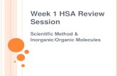 Week 1 HSA Review Session Scientific Method & Inorganic/Organic Molecules.