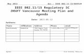 Doc.: IEEE 802.11-15/0493r0 AgendaRich Kennedy, MediaTek IEEE 802.11/15 Regulatory SC DRAFT Vancouver Meeting Plan and Agenda Date: 2015-05-12 Authors: