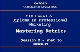 CIM Level 6 Diploma In Professional Marketing Mastering Metrics Session 2 – What to Measure.