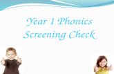 Year 1 Phonics Screening Check.  Children have 20 mins daily discrete phonics lessons; sounds blend  Children are taught to read by breaking down words.