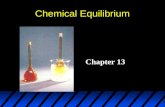 Chemical Equilibrium Chapter 13. Chemical Equilibrium The rate of the forward reaction equal the rate of the reverse reaction. The state where the concentrations.