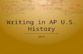 Writing in AP U.S. History 2015. Objectives  TSW analyze the historical thinking skills.  TSW discuss the important of these historical thinking skills.