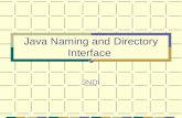 Java Naming and Directory Interface JNDI. v001025JNDI2 Topics Naming and Directory Services JNDI Overview Features and Code Samples JNDI Providers References.