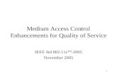 1 Medium Access Control Enhancements for Quality of Service IEEE Std 802.11e TM -2005 November 2005.