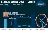 T Sponsors Paul Larsen Principal Program Manager, Microsoft Integrating cloud with existing IBM Systems BizTalk Summit 2015 – London ExCeL London | April.