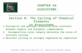 CHAPTER 54 ECOSYSTEMS Copyright © 2002 Pearson Education, Inc., publishing as Benjamin Cummings Section D: The Cycling of Chemical Elements in Ecosystems.