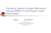 1 Content Based Image Retrieval Using MPEG-7 Dominant Color Descriptor Student: Mr. Ka-Man Wong Supervisor: Dr. Lai-Man Po MPhil Examination Department.