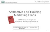 Rural Development Affirmative Fair Housing Marketing Plans USDA Rural Development Multi-family Housing Program (MFH) 1 For AHMA/ARHC Conference – Tacoma,