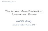 The Atomic Mass Evaluation: Present and Future WANG Meng Institute of Modern Physics, CAS ARIS2014, Tokyo, June 2.