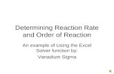 Determining Reaction Rate and Order of Reaction An example of Using the Excel Solver function by: Vanadium Sigma.