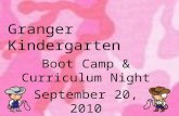 Granger Kindergarten Boot Camp & Curriculum Night September 20, 2010.