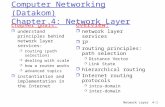 Network Layer4-1 Computer Networking (Datakom) Chapter 4: Network Layer Chapter goals: r understand principles behind network layer services: m routing.
