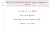 SW388R7 Data Analysis & Computers II Slide 1 Principal Component Analysis: Additional Topics Split Sample Validation Detecting Outliers Reliability of.