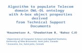 Algorithm to populate Telecom domain OWL-DL ontology with A-box object properties derived from Technical Support Documents 1 Kouznetsov A, 2 Shoebottom.
