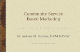 Community Service Based Marketing Dr. JoAnne M. Roesner, DVM DAVBP.