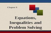 Chapter 9 Equations, Inequalities and Problem Solving.