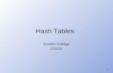 1 Hash Tables Gordon College CS212. 2 Hash Tables Recall order of magnitude of searches –Linear search O(n) –Binary search O(log 2 n) –Balanced binary.