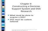 Chapter 8 Constructing a Decision Support System and DSS Research What must be done to acquire a DSS? DSS must be custom tailored Decision Support Systems.