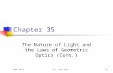 PHY 1371Dr. Jie Zou1 Chapter 35 The Nature of Light and the Laws of Geometric Optics (Cont.)
