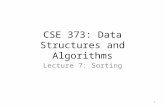 CSE 373: Data Structures and Algorithms Lecture 7: Sorting 1.