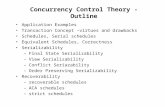 Concurrency Control Theory - Outline Application Examples Transaction Concept –virtues and drawbacks Schedules, Serial schedules Equivalent Schedules,