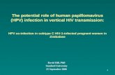 1 The potential role of human papillomavirus (HPV) infection in vertical HIV transmission: HPV co-infection in subtype C HIV-1-infected pregnant women.