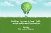 Bad Data Injection in Smart Grid: Attack and Defense Mechanisms Zhu Han University of Houston.