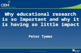 Why educational research is so Important and why it is having so little impact Peter Tymms .