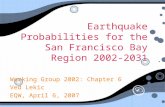 Earthquake Probabilities for the San Francisco Bay Region 2002-2031 Working Group 2002: Chapter 6 Ved Lekic EQW, April 6, 2007 Working Group 2002: Chapter.