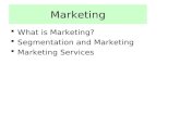 Marketing  What is Marketing?  Segmentation and Marketing  Marketing Services.
