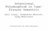 Intensional Polymorphism in Type-Erasure Semantics Karl Crary, Stephanie Weirich, Greg Morrisett Presentation by Nate Waisbrot.