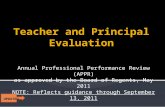 Annual Professional Performance Review (APPR) as approved by the Board of Regents, May 2011 NOTE: Reflects guidance through September 13, 2011 UPDATED.