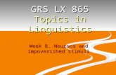 Week 8. Neurons and impoverished stimuli GRS LX 865 Topics in Linguistics.