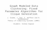 Graph Modeled Data Clustering: Fixed Parameter Algorithms for Clique Generation J. Gramm, J. Guo, F. Hüffner and R. Niedermeier Theory of Computing Systems.