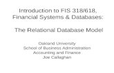 Introduction to FIS 318/618, Financial Systems & Databases: The Relational Database Model Oakland University School of Business Administration Accounting.