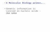 A Molecular Biology primer….. Genetic information is carried on nucleic acids - DNA &RNA.