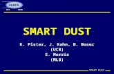 SMART DUST K. Pister, J. Kahn, B. Boser (UCB) S. Morris (MLB) MEMSMTO DARPA.