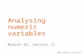 SADC Course in Statistics Analysing numeric variables Module B2, Session 15.