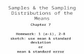 Samples & the Sampling Distributions of the Means Chapter 7 Homework: 1 (a-i), 2-8 sketch: use mean & standard deviation or mean & standard error.