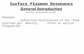 Surface Plasmon Resonance General Introduction Steffen Jockusch 07/15/07 Plasmons: - collective oscillations of the “free electron gas” density, often.