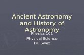 Ancient Astronomy and History of Astronomy Physics 101 Physical Science Dr. Swez.