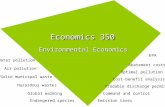 Economics 350 Environmental Economics Air pollution Hazardous wastes Cost-benefit analysis Abatement costs Water pollution Optimal pollution Global warming.
