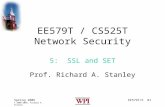 EE579T/5 #1 Spring 2005 © 2000-2005, Richard A. Stanley EE579T / CS525T Network Security 5: SSL and SET Prof. Richard A. Stanley.