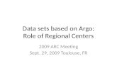 Data sets based on Argo: Role of Regional Centers 2009 ARC Meeting Sept. 29, 2009 Toulouse, FR.