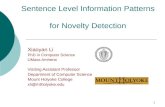 1 Sentence Level Information Patterns for Novelty Detection Xiaoyan Li PhD in Computer Science UMass Amherst Visiting Assistant Professor Department of.
