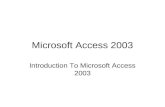 Microsoft Access 2003 Introduction To Microsoft Access 2003.