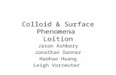 Colloid & Surface Phenomena Loition Jason Ashbery Jonathan Danner Haohao Huang Leigh Vorreuter.
