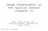 Image Enhancement in the Spatial Domain (chapter 3) Math 5467, Spring 2008 Most slides stolen from Gonzalez & Woods, Steve Seitz and Alexei Efros.