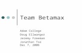 Team Betamax Adam College Doug Ellwanger Jeremy Freeman Jonathan Tse Dec 7, 2006.